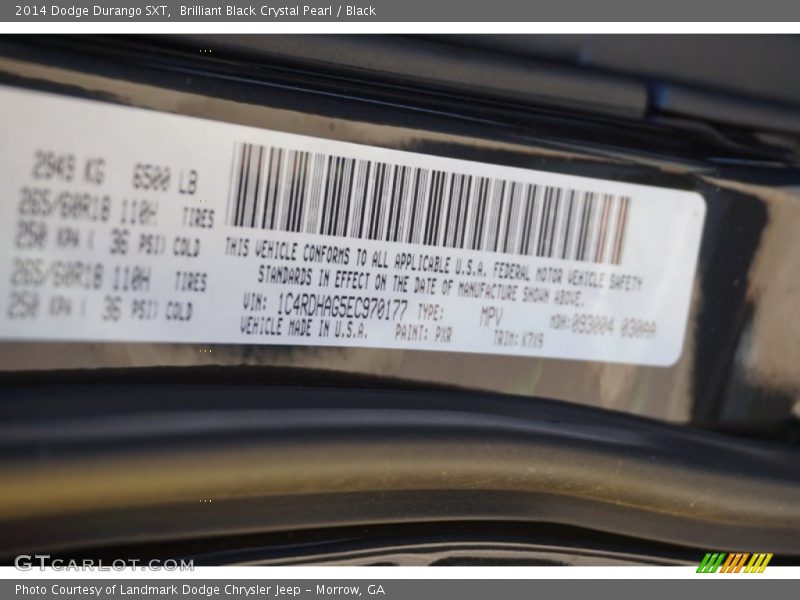 Brilliant Black Crystal Pearl / Black 2014 Dodge Durango SXT
