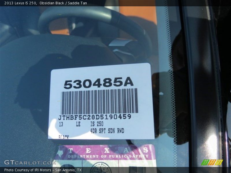 Obsidian Black / Saddle Tan 2013 Lexus IS 250