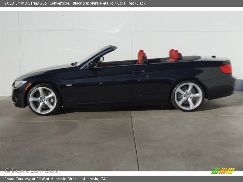 Black Sapphire Metallic / Coral Red/Black 2013 BMW 3 Series 335i Convertible