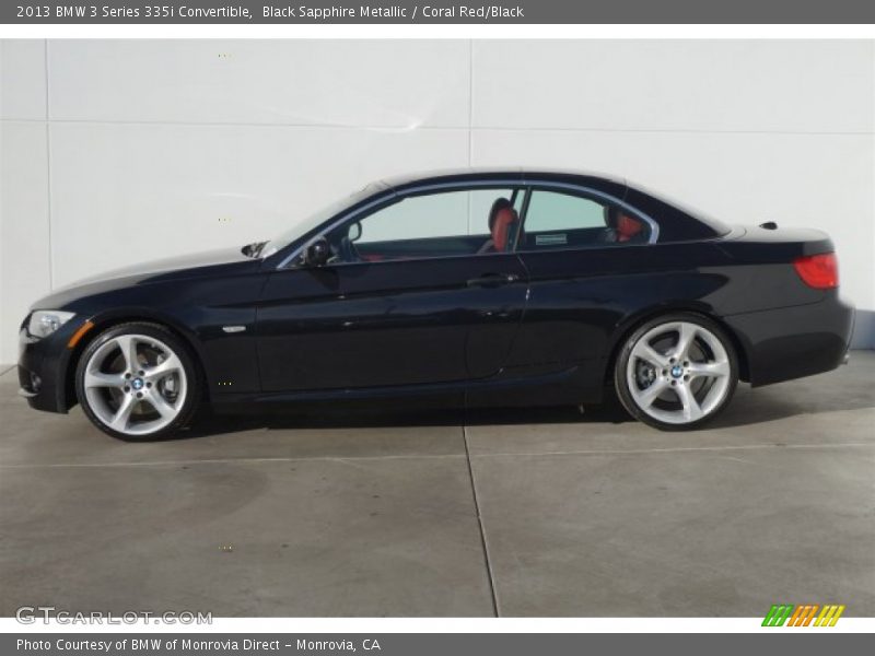 Black Sapphire Metallic / Coral Red/Black 2013 BMW 3 Series 335i Convertible