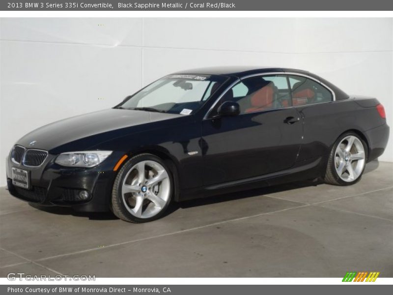 Black Sapphire Metallic / Coral Red/Black 2013 BMW 3 Series 335i Convertible