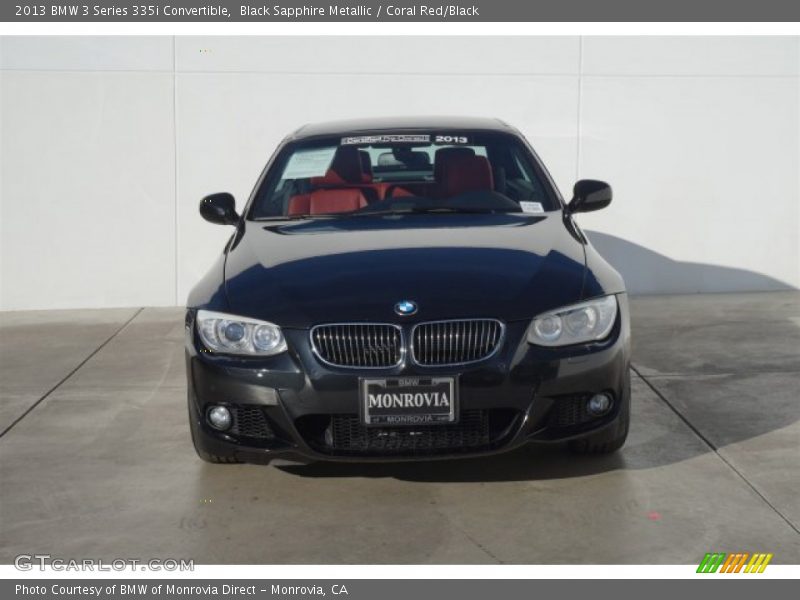 Black Sapphire Metallic / Coral Red/Black 2013 BMW 3 Series 335i Convertible