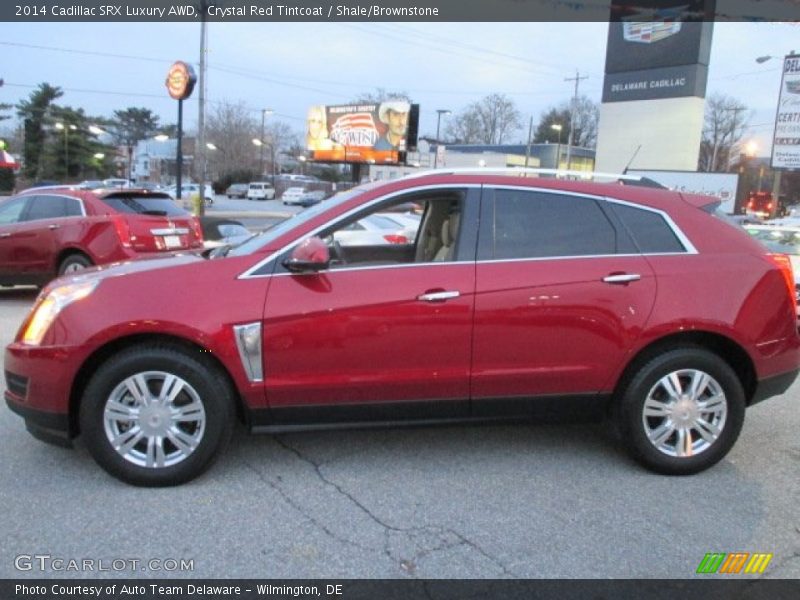 Crystal Red Tintcoat / Shale/Brownstone 2014 Cadillac SRX Luxury AWD