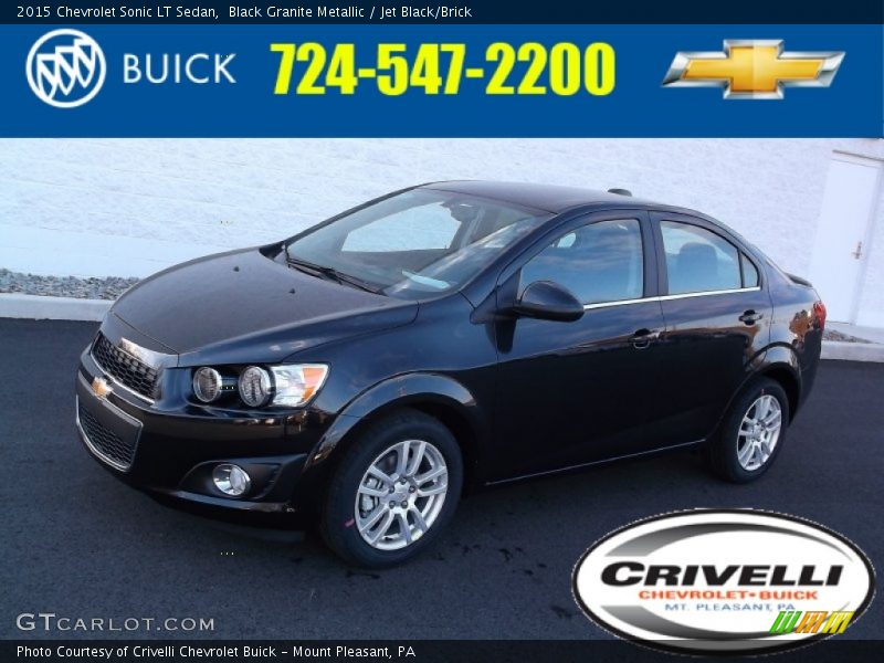Black Granite Metallic / Jet Black/Brick 2015 Chevrolet Sonic LT Sedan