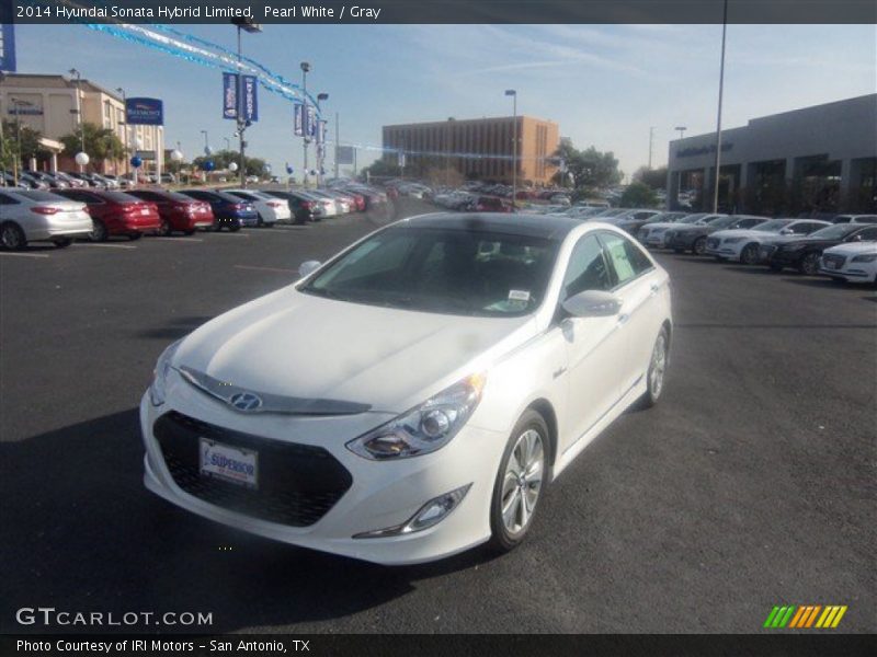 Pearl White / Gray 2014 Hyundai Sonata Hybrid Limited