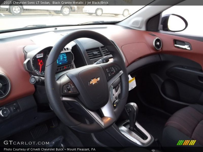 Black Granite Metallic / Jet Black/Brick 2015 Chevrolet Sonic LT Sedan