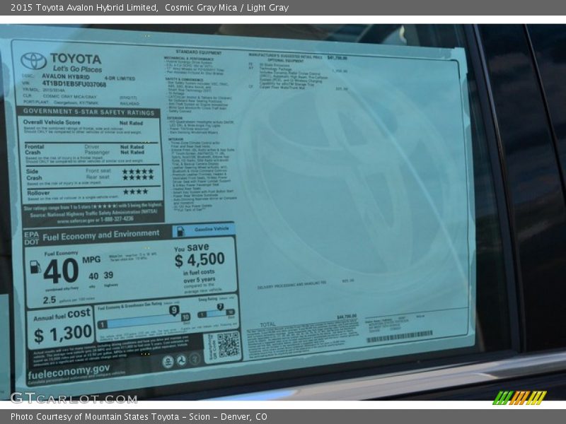 Cosmic Gray Mica / Light Gray 2015 Toyota Avalon Hybrid Limited
