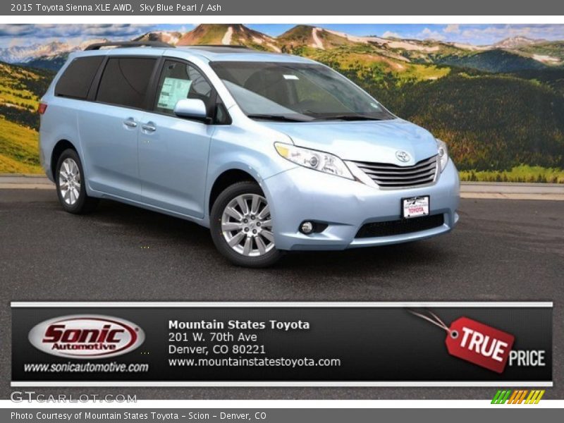 Sky Blue Pearl / Ash 2015 Toyota Sienna XLE AWD