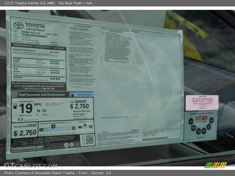 Sky Blue Pearl / Ash 2015 Toyota Sienna XLE AWD