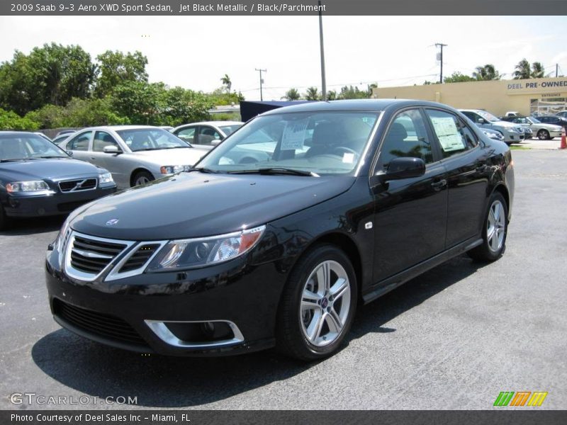 Jet Black Metallic / Black/Parchment 2009 Saab 9-3 Aero XWD Sport Sedan