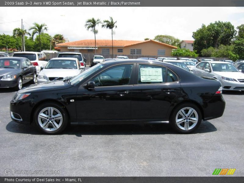 Jet Black Metallic / Black/Parchment 2009 Saab 9-3 Aero XWD Sport Sedan