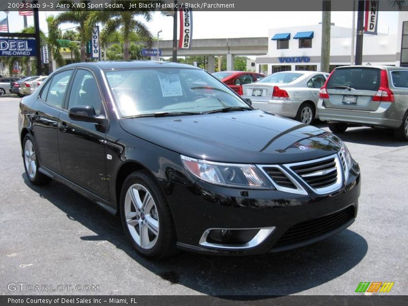 Jet Black Metallic / Black/Parchment 2009 Saab 9-3 Aero XWD Sport Sedan