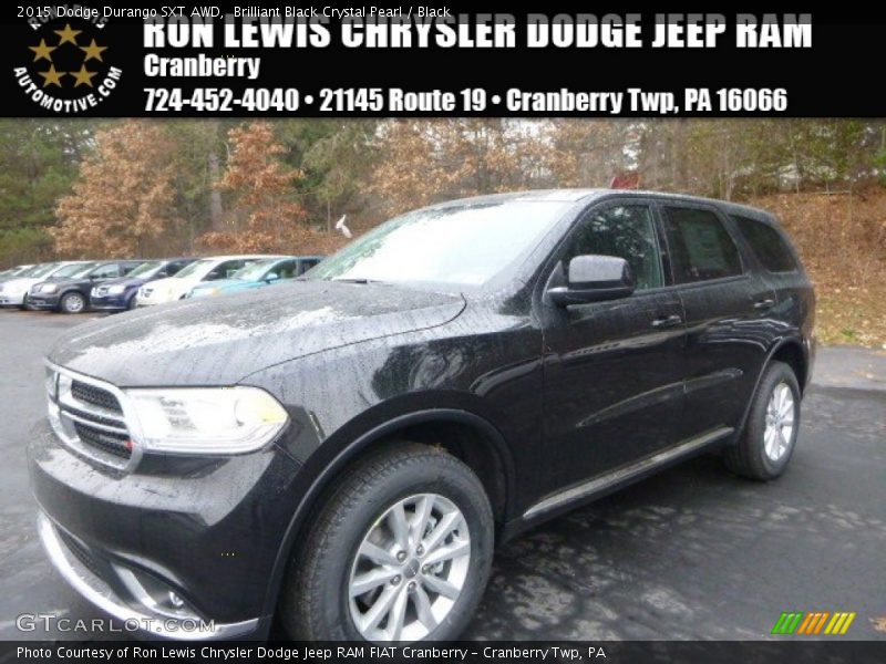 Brilliant Black Crystal Pearl / Black 2015 Dodge Durango SXT AWD