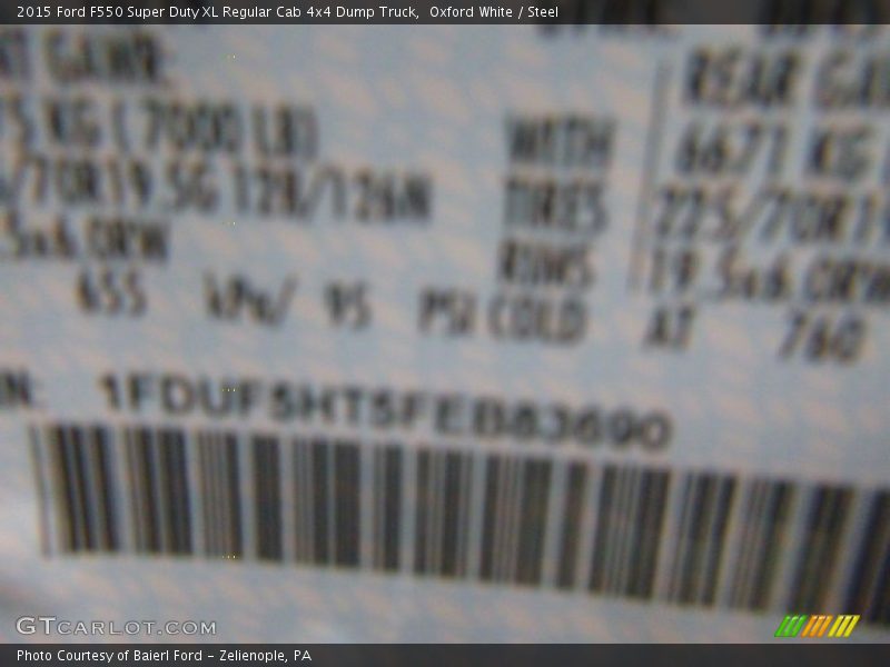 Oxford White / Steel 2015 Ford F550 Super Duty XL Regular Cab 4x4 Dump Truck