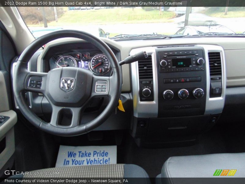 Bright White / Dark Slate Gray/Medium Graystone 2012 Dodge Ram 1500 Big Horn Quad Cab 4x4