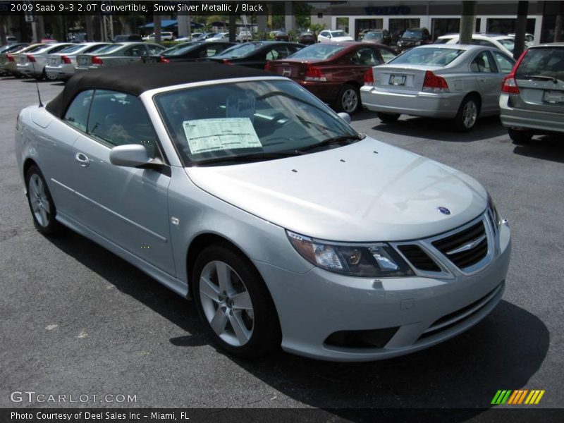 Snow Silver Metallic / Black 2009 Saab 9-3 2.0T Convertible
