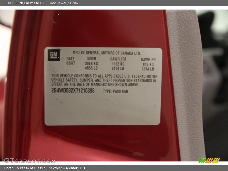 Red Jewel / Gray 2007 Buick LaCrosse CXL