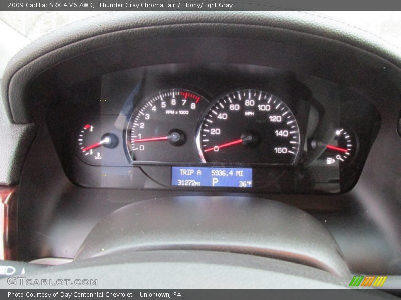 Thunder Gray ChromaFlair / Ebony/Light Gray 2009 Cadillac SRX 4 V6 AWD