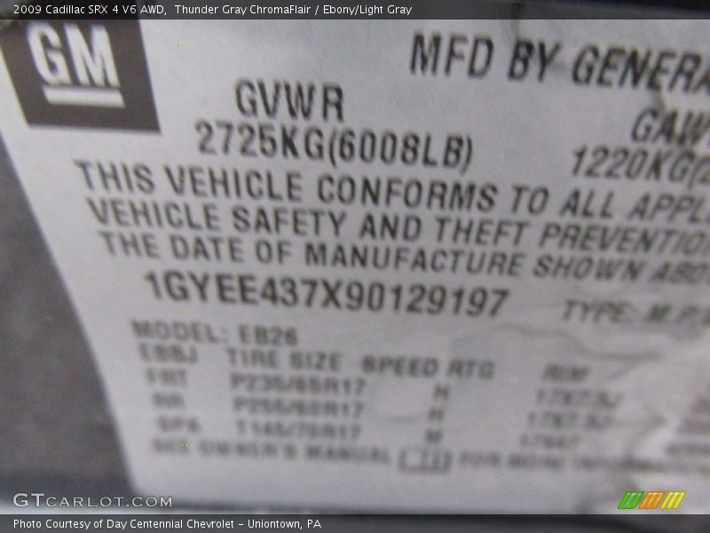 Thunder Gray ChromaFlair / Ebony/Light Gray 2009 Cadillac SRX 4 V6 AWD