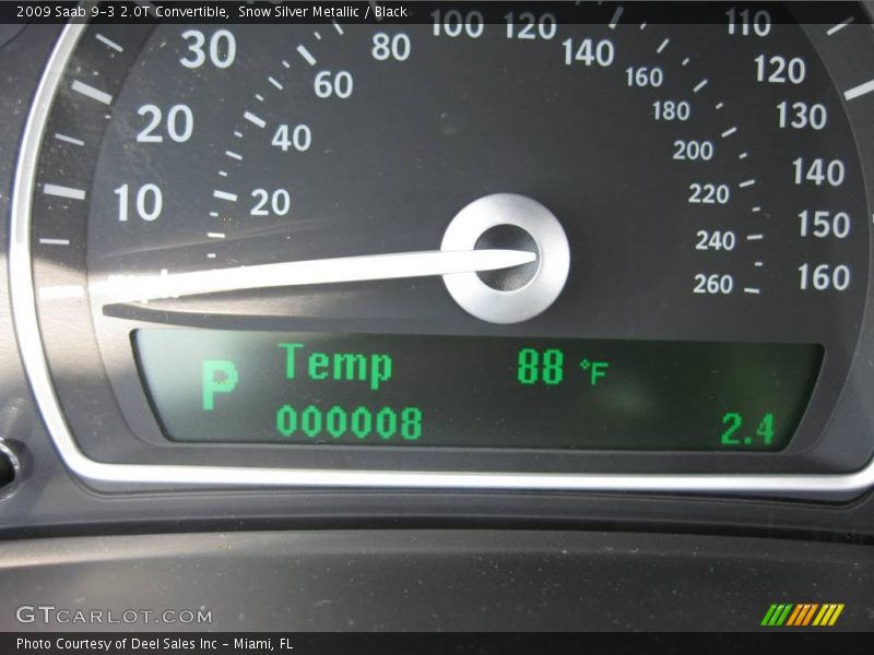 Snow Silver Metallic / Black 2009 Saab 9-3 2.0T Convertible