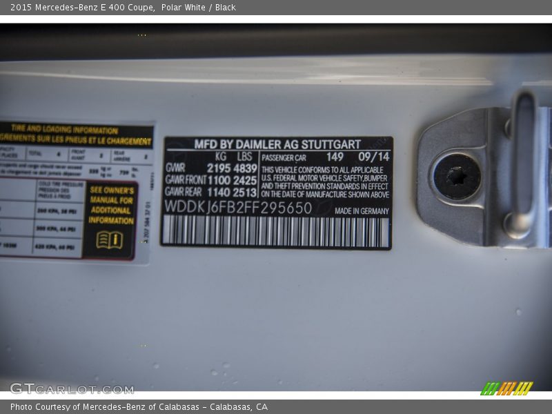 2015 E 400 Coupe Polar White Color Code 149