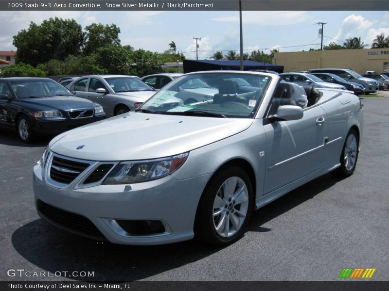Snow Silver Metallic / Black/Parchment 2009 Saab 9-3 Aero Convertible