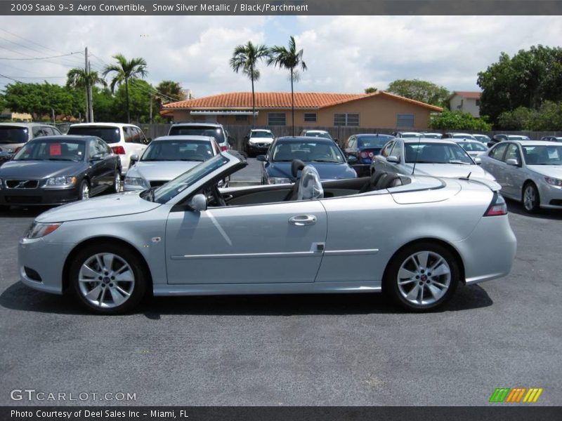 Snow Silver Metallic / Black/Parchment 2009 Saab 9-3 Aero Convertible