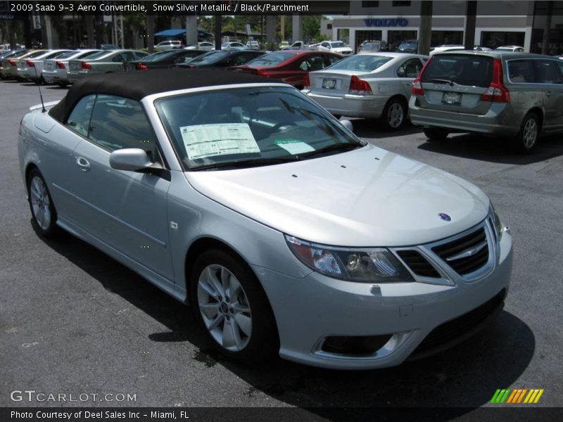 Snow Silver Metallic / Black/Parchment 2009 Saab 9-3 Aero Convertible