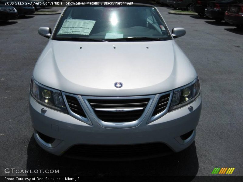 Snow Silver Metallic / Black/Parchment 2009 Saab 9-3 Aero Convertible