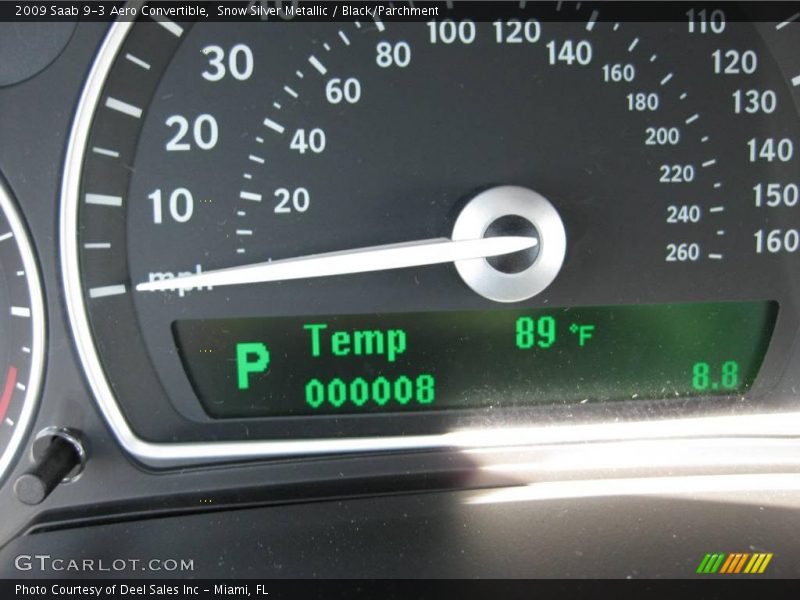 Snow Silver Metallic / Black/Parchment 2009 Saab 9-3 Aero Convertible