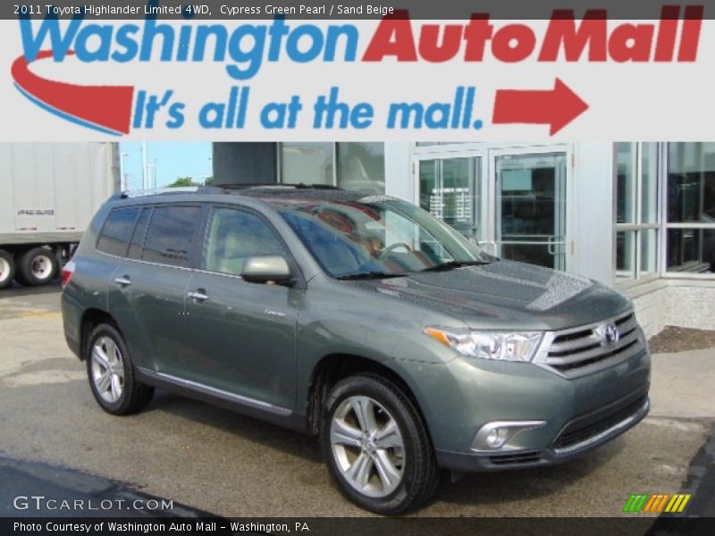 Cypress Green Pearl / Sand Beige 2011 Toyota Highlander Limited 4WD