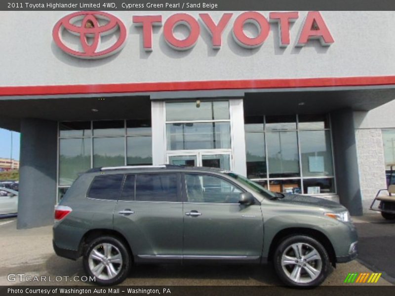 Cypress Green Pearl / Sand Beige 2011 Toyota Highlander Limited 4WD