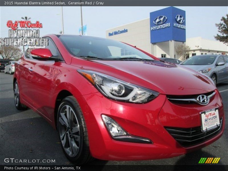 Geranium Red / Gray 2015 Hyundai Elantra Limited Sedan