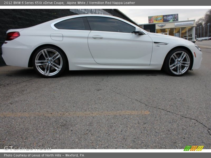 Alpine White / Vermillion Red Nappa Leather 2012 BMW 6 Series 650i xDrive Coupe