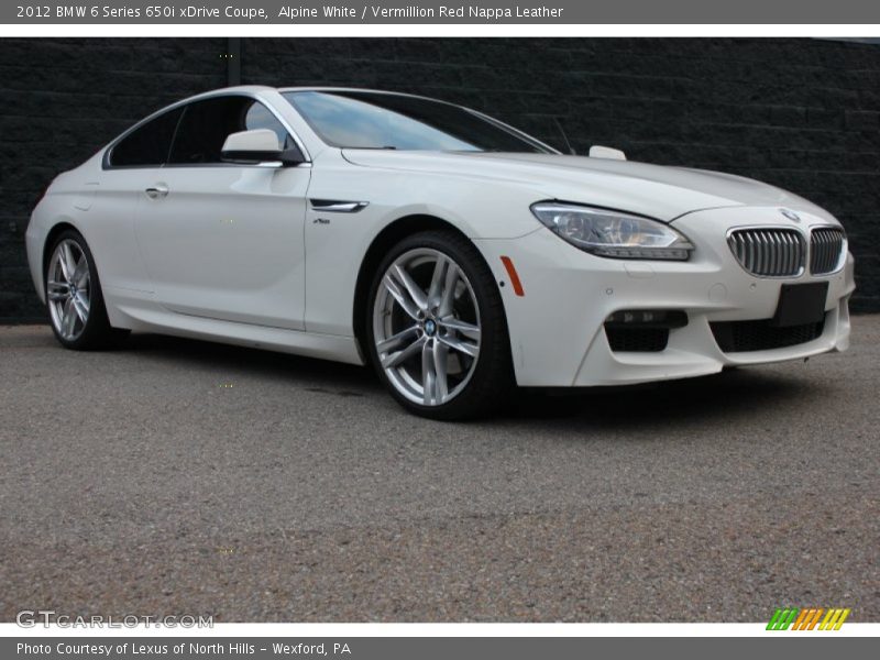 Alpine White / Vermillion Red Nappa Leather 2012 BMW 6 Series 650i xDrive Coupe