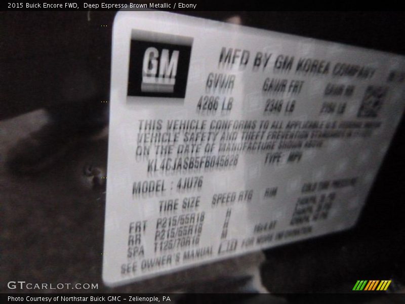 Deep Espresso Brown Metallic / Ebony 2015 Buick Encore FWD