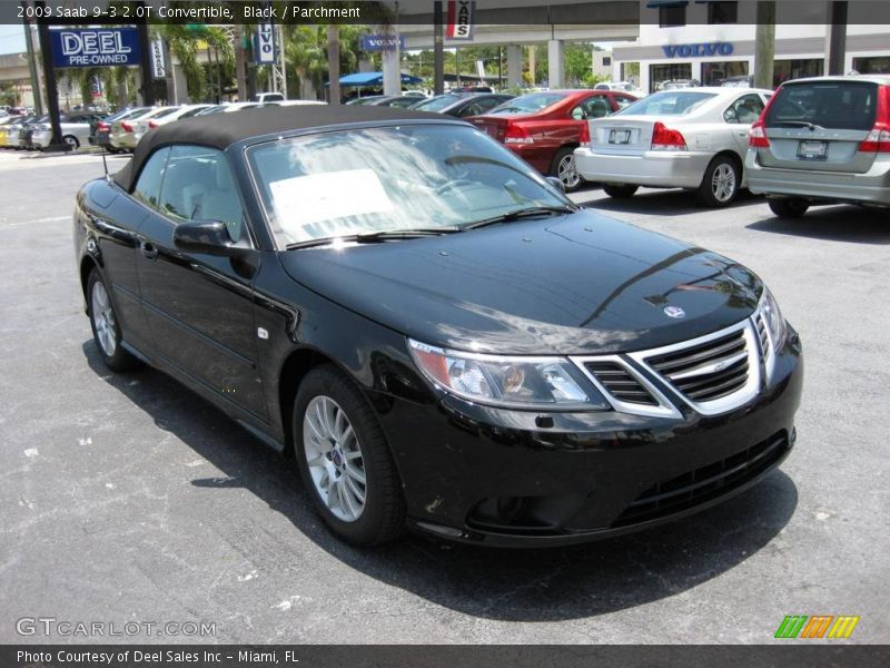 Black / Parchment 2009 Saab 9-3 2.0T Convertible