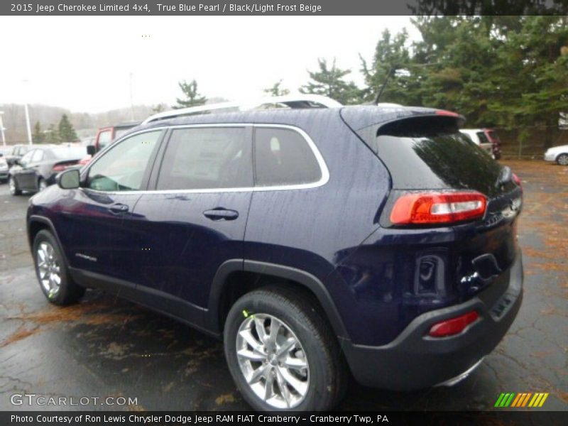 True Blue Pearl / Black/Light Frost Beige 2015 Jeep Cherokee Limited 4x4