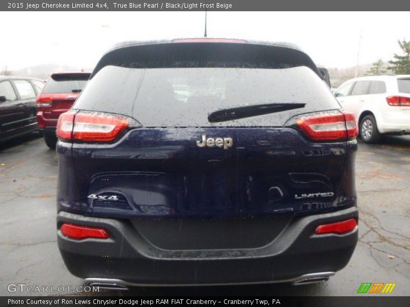 True Blue Pearl / Black/Light Frost Beige 2015 Jeep Cherokee Limited 4x4