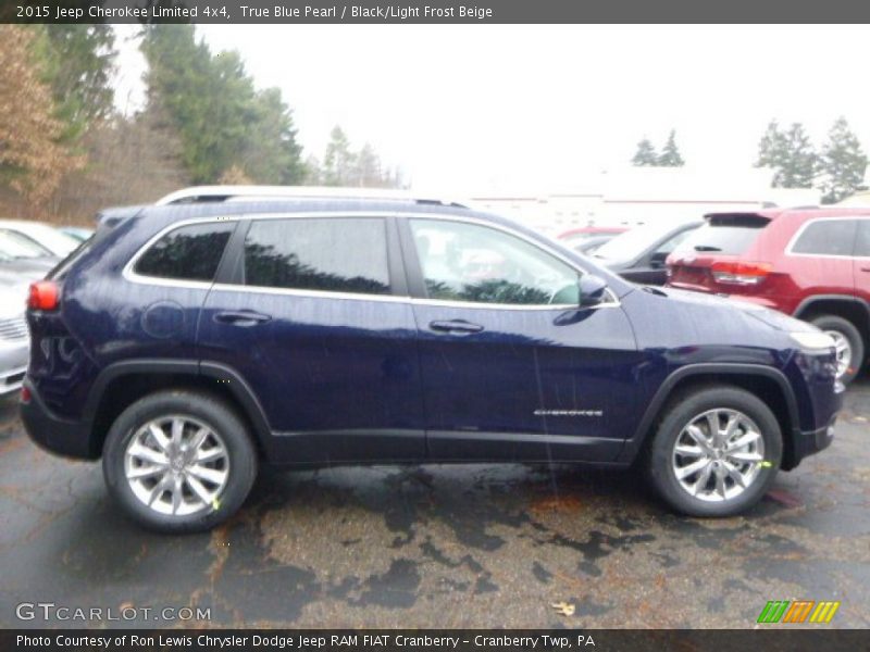 True Blue Pearl / Black/Light Frost Beige 2015 Jeep Cherokee Limited 4x4