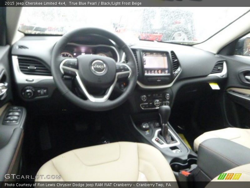 True Blue Pearl / Black/Light Frost Beige 2015 Jeep Cherokee Limited 4x4