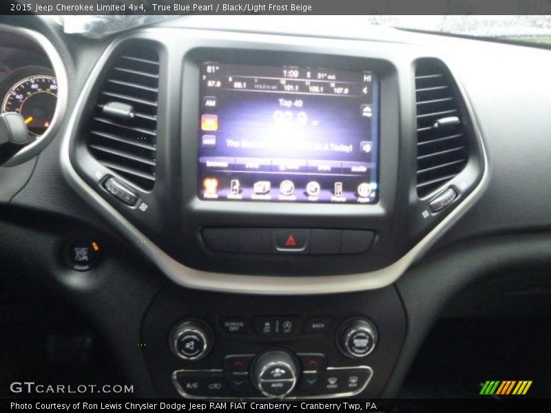True Blue Pearl / Black/Light Frost Beige 2015 Jeep Cherokee Limited 4x4