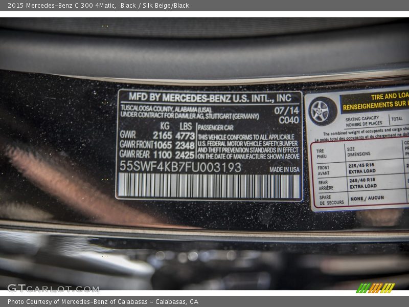Black / Silk Beige/Black 2015 Mercedes-Benz C 300 4Matic