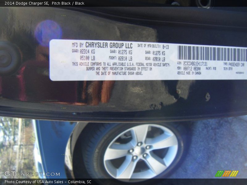 Pitch Black / Black 2014 Dodge Charger SE