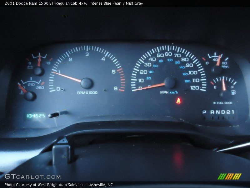 Intense Blue Pearl / Mist Gray 2001 Dodge Ram 1500 ST Regular Cab 4x4