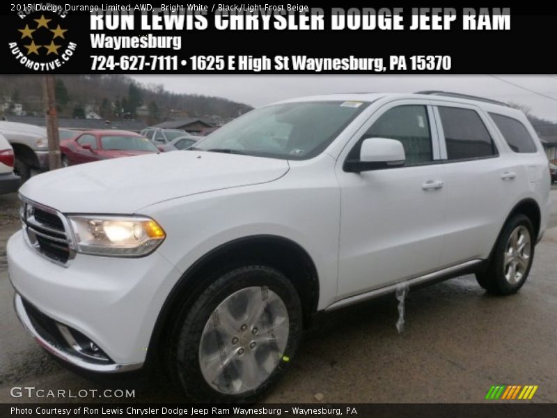 Bright White / Black/Light Frost Beige 2015 Dodge Durango Limited AWD