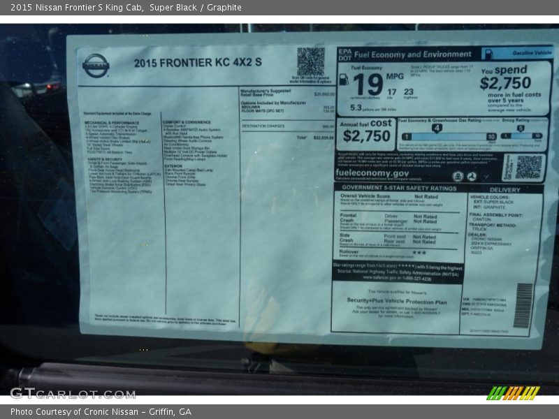 Super Black / Graphite 2015 Nissan Frontier S King Cab