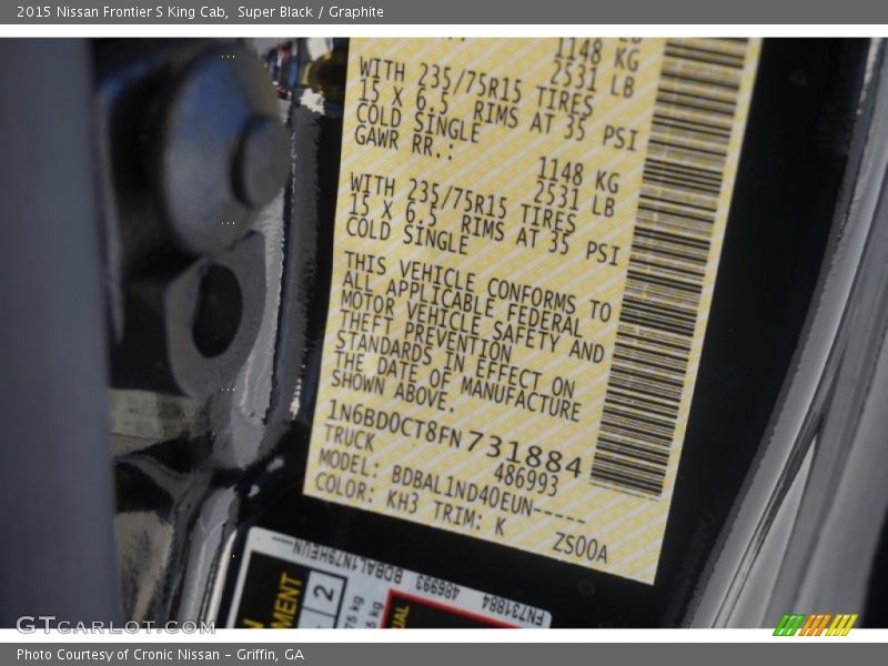 Super Black / Graphite 2015 Nissan Frontier S King Cab