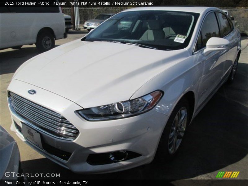 White Platinum Metallic / Medium Soft Ceramic 2015 Ford Fusion Hybrid Titanium