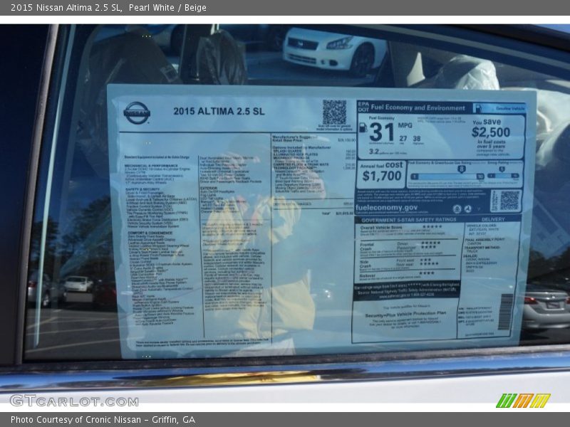 Pearl White / Beige 2015 Nissan Altima 2.5 SL